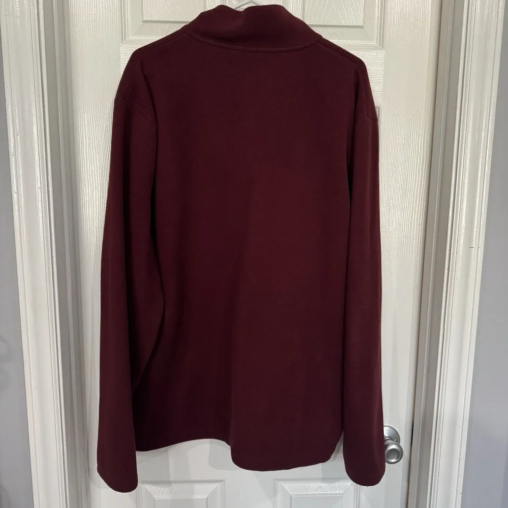 Brooks Brothers 346 Fleece Mens XXL 1/4 Zip Pullover Sweater Maroon Burgundy Red